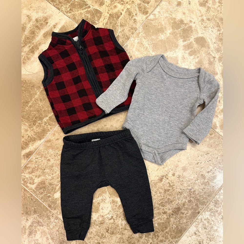Plaid and Gray Kids Matching Set